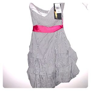 blue and white stripe mini dress